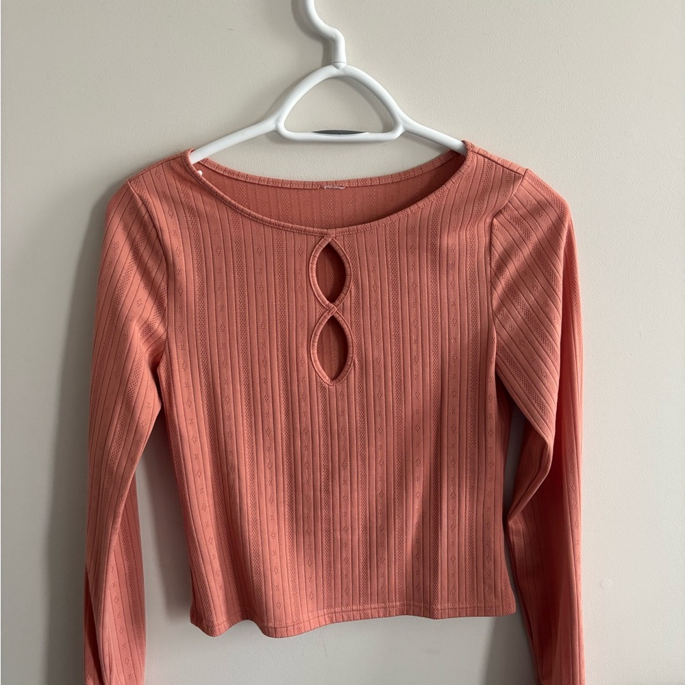 Women's Coral Mid-Length Long Sleeve Top